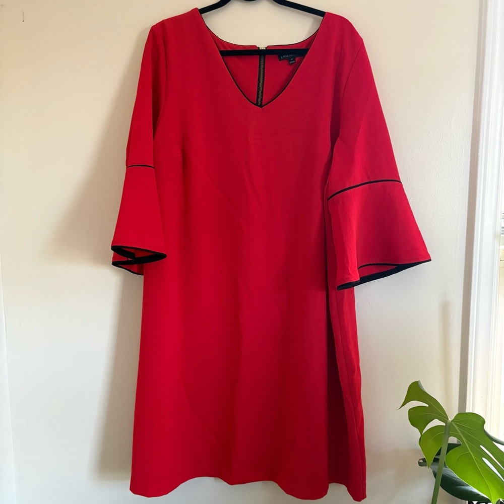 Lane Bryant Red Bell Sleeve Zip Dress Size 20